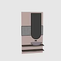 Modern White Ceramic Washbasin On Wooden Countertop With Oval Mirror And Decorative Wall Tiles