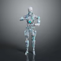 Futuristic Humanoid Robot Character With Mechanical Joints Teal Core And Articulated Limbs