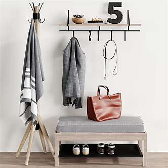 Modern Hanger Wall Decorating Low Stool Combination 3d model