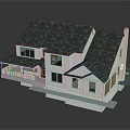Two Story Detached House With Green Shingle Roof White Exterior And Front Porch
