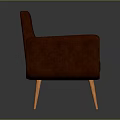 Stylish Brown Leather Single Seater Sofa With Modern Design Wooden Legs And Armrests