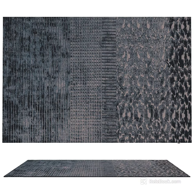 Modern Square Area Rug With Abstract Pattern And Textured Design 3d model
