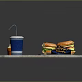 Delicious Fast Food Tray With Hamburger Fries Drink And Sauce