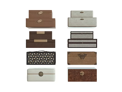 Stylish Decorative Box Set With Various Colors Patterned Designs And Metal Clasps 3d model