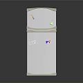 White Double Door Refrigerator With Colorful Decorative Stickers For Home Use