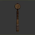 Traditional Wooden Weapon With Carved Handle Wrapped Grip And Round Head