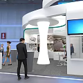 Modern VALE Exhibition Booth With White Green Design Digital Screen And People Visiting