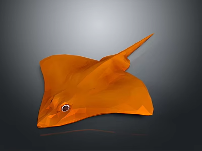 Orange Low Poly Ray 3D Model Aquatic Animal With Smooth Edges And Vivid Color 3d model