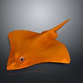 Orange Low Poly Ray 3D Model Aquatic Animal With Smooth Edges And Vivid Color
