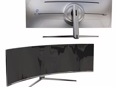 Curved Computer Monitor with Sleek Design Adjustable Stand and Modern 3d model