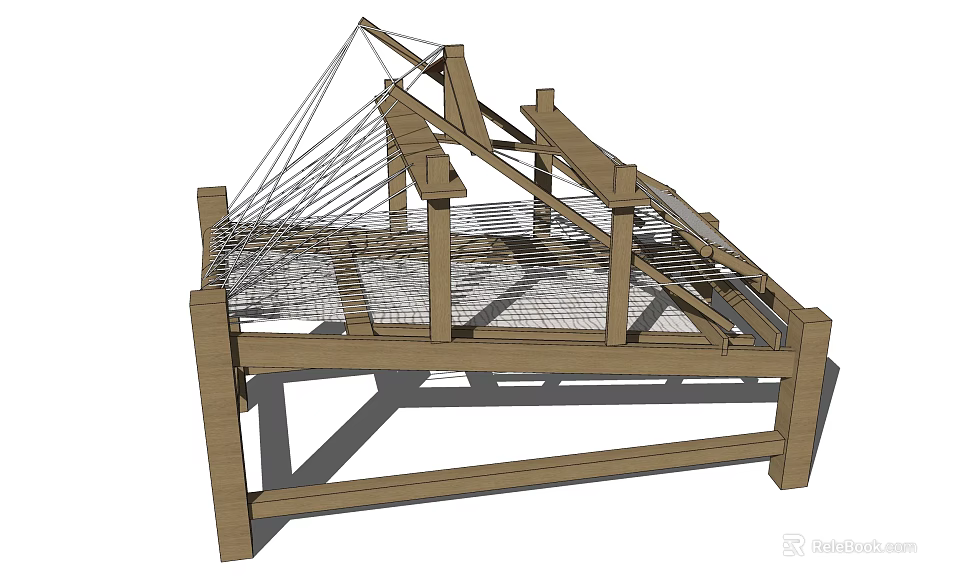 Industrial Equipment With Wooden Frame And Metal Mesh Support Structure 3d model 