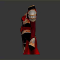 Woman Wearing Red Armor With Golden Accents And Rose Pattern Design