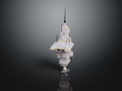 White Multi layered Structure Featuring Antenna Platform And Detailed Design Elements 3d model