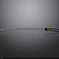 Traditional Samurai Sword Featuring Sharp Silver Blade Yellow Black Handle And White Accents