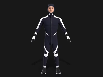 Man In Sleek Black And White Tight Suit Standing Pose Full Body 3D Render 3d model Man In Sleek Black And White Tight Suit Standing Pose Full Body 3D Render 3d model