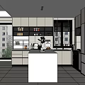 Modern Open Concept Kitchen Interior With White Cabinets Island And Appliances