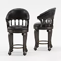 Dark Leather Dining Chairs With Carved Legs And High Back Classic Design