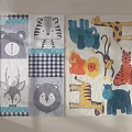 Square Rug with Bear Tiger Deer Owl Giraffe Lion Monkey Hippo Animal Patterns