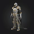 Medieval Silver And Gold Full Body Armor With Helmet And Cloak Design