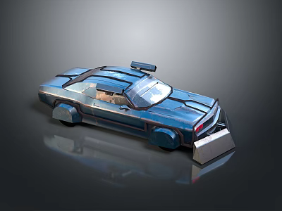Modern Blue Futuristic Tank With Transparent Canopy And Detailed Armor Structure 3d model