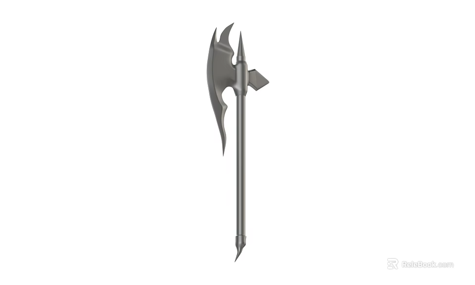 Medieval Battle Weapon With Axe Head Spear Tip And Long Metallic Handle 3d model