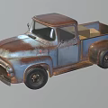 Vintage Rusty Blue Pickup Truck with Classic Design and Open Bed