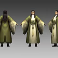 Traditional Chinese Style Furniture With Green Robe Inspired Design And Multi Angle Views