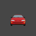 Red Two Door Compact Car With Sleek Design Silver Wheels And White Headlights