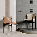 Designer Modern Accent Chairs With Brown And Beige Upholstery Metal Frames And Armrests