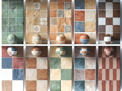 Colorful Modern Floor Tiles Showcasing Various Patterns and Designs for Homes 3d model