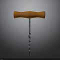 Vintage Corkscrew With Orange Textured Handle And Spiral Metal Shank