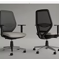 Modern Office Chairs With Mesh Backrests Beige Seats Black Frames And Wheels 3d model