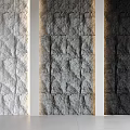 Textured Stone Background Wall Design With Light Dark Tones And White Vertical Dividers