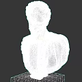 Classical Marble Bust of a Man With Curly Hair Beard and Square Pedestal