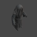 Mysterious Hooded Robed Figure 3D Model With Dark Cloak and Outstretched Hands