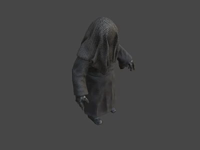 Mysterious Hooded Robed Figure 3D Model With Dark Cloak and Outstretched Hands 3d model