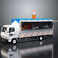Colorful Polka Dot Ice Cream Food Truck With Open Side And Cone On Top