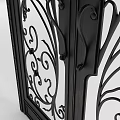 Intricate Iron Arched Double Doors With Curly Pattern Designs For Architectural Decor 3d model