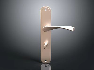 Sleek Modern Metallic Door Handle With Curved Lever And Rectangular Plate 3d model
