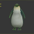 Realistic 3D Penguin Model With Standing Pose Black White Blue Feathers And Orange Eyes