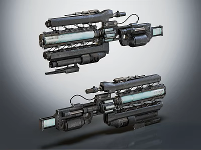 Futuristic Sci Fi Weapon With Mechanical Structure And Glowing Tubes Design 3d model