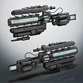Futuristic Sci Fi Weapon With Mechanical Structure And Glowing Tubes Design 3d model