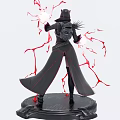 Game Movie Character Wearing Black Coat With Feathered Hat Casting Red Energy Streams