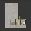 Architectural Model Of Concrete Multi Storey Building With Internal Frame And Yellow Red Components
