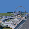 Modern Amusement Park Featuring Ferris Wheel Circular Plaza Green Spaces And Urban Architecture