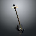 Traditional Black String Instrument with Long Neck Square Body Tuning Pegs and Strings