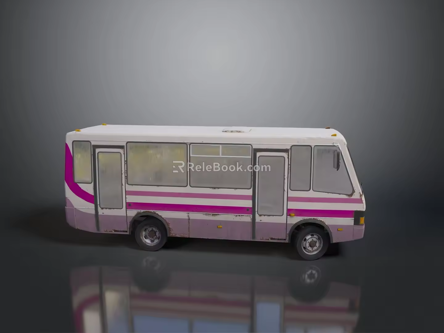 minibus minivan driverless bus school bus van box car 3d model