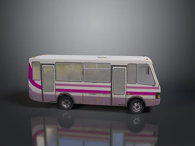 minibus minivan driverless bus school bus van box car 3d model