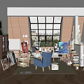 Creative Attic Art Studio with Easels Books Paintings Blue Armchair and Large Windows