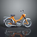 Orange Classic Motorcycle With Black Seat Chrome Accents And Glossy Reflection On Dark Surface